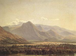Joseph Bidauld View of the Town of Avezzano (mk05) Norge oil painting art